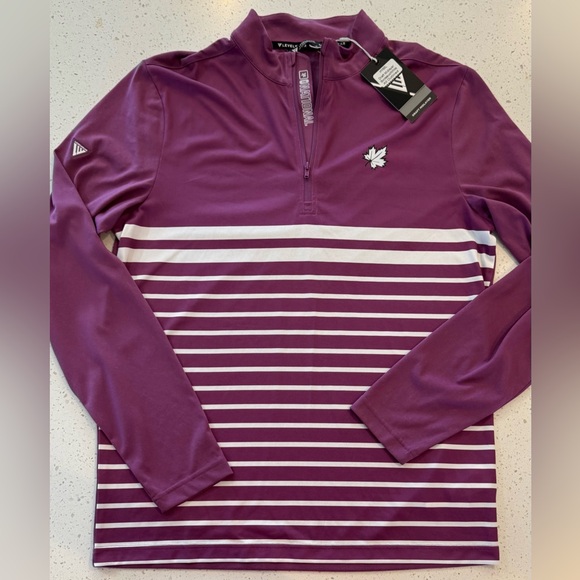 M New Levelwear Golf 1/4 Zip Draft Midlayer Striped Mens Women’s Long Sleeve Uni - Picture 1 of 12